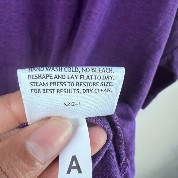 Eileen Fisher 100% Linen Purple Linen Knit Oversized Tunic Top Short Sleeve S - Picture 6 of 7